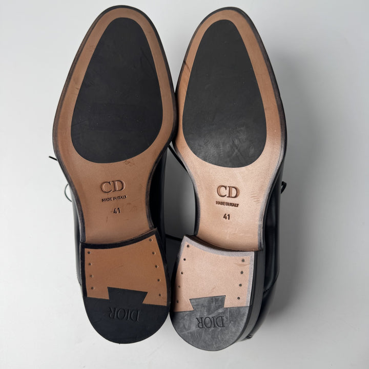 美品 ディオール オム DIOR オブリーグ ビジネスシューズ レザーシューズ ブラック #41 メンズ