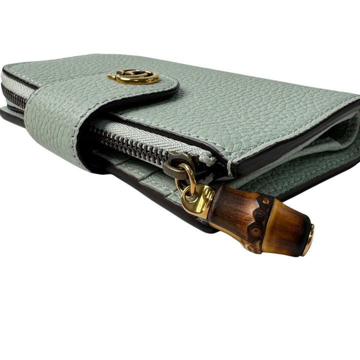 美品 グッチ GUCCI バンブー付き ダブルG ミディアム ウォレット 二つ折り財布 739498 2067 レディース