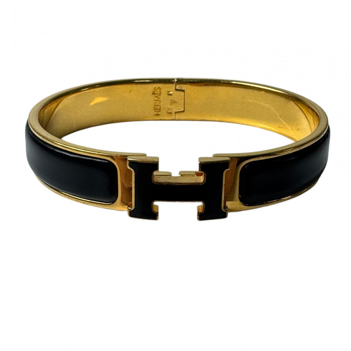エルメス HERMES クリッククラックH ブレスレット ブラック ゴールド メンズ