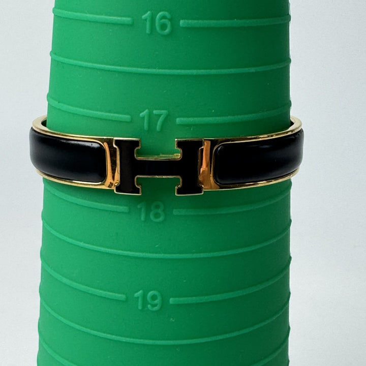エルメス HERMES クリッククラックH ブレスレット ブラック ゴールド メンズ