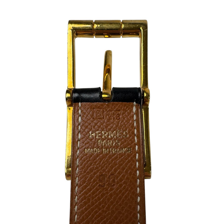 エルメス HERMES アピ レザーベルト ゴールド金具 □B刻印 ♯90 メンズ