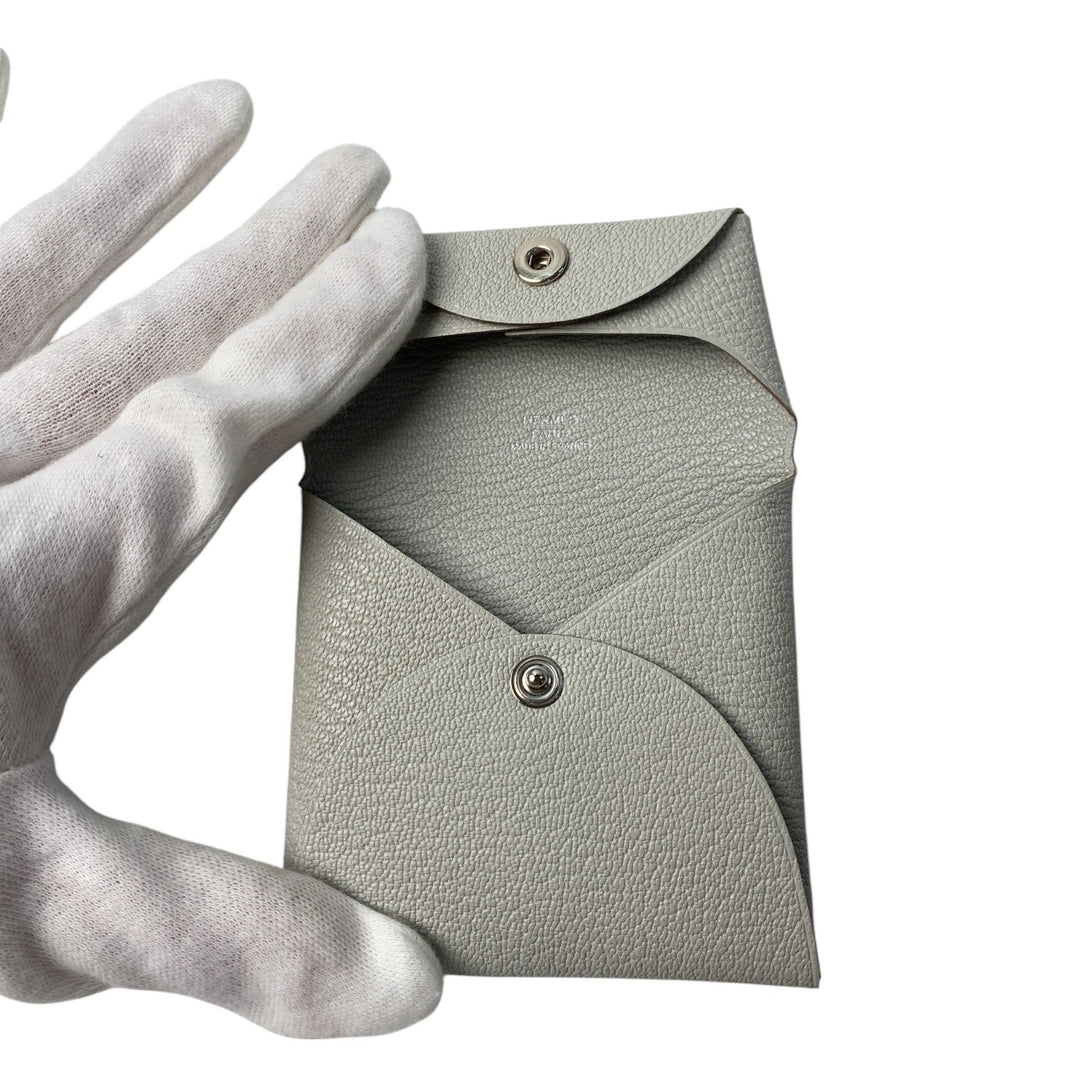 新品 エルメス HERMES レディース バスティア パールグレー シェブルミゾル W刻印 コインケース