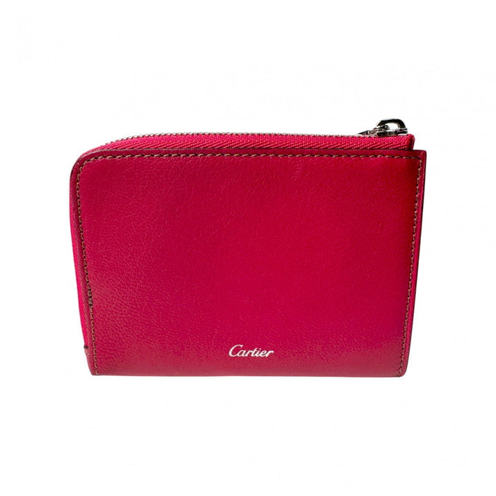 カルティエ Cartier カードケース コインケース フーシャピンク レザー レディース