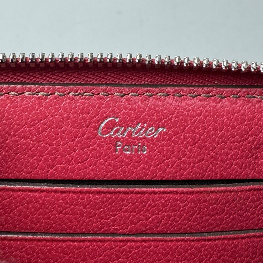 カルティエ Cartier カードケース コインケース フーシャピンク レザー レディース