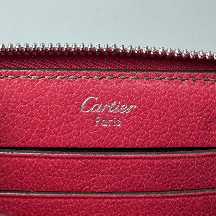 カルティエ Cartier カードケース コインケース フーシャピンク レザー レディース