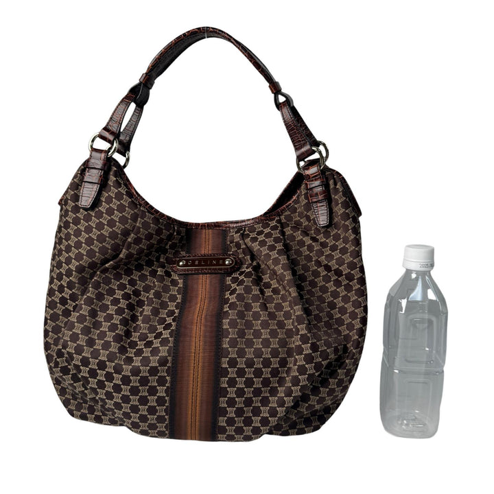 美品 セリーヌ CELINE マカダム ワンショルダー ハンドバッグ キャンバス×レザー レディース