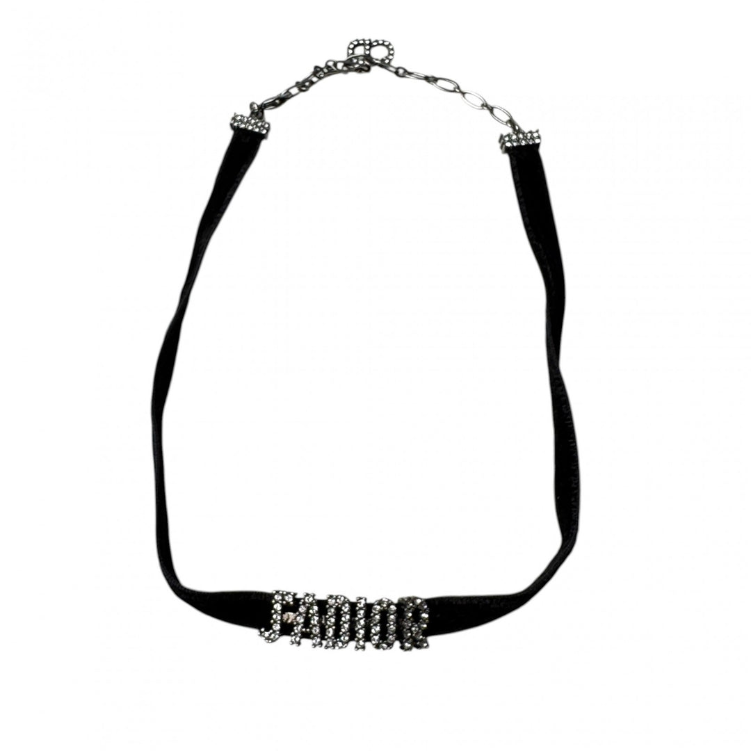 ディオール DIOR J'ADIORロゴ チョーカー ラインストーン ベルベット レディース