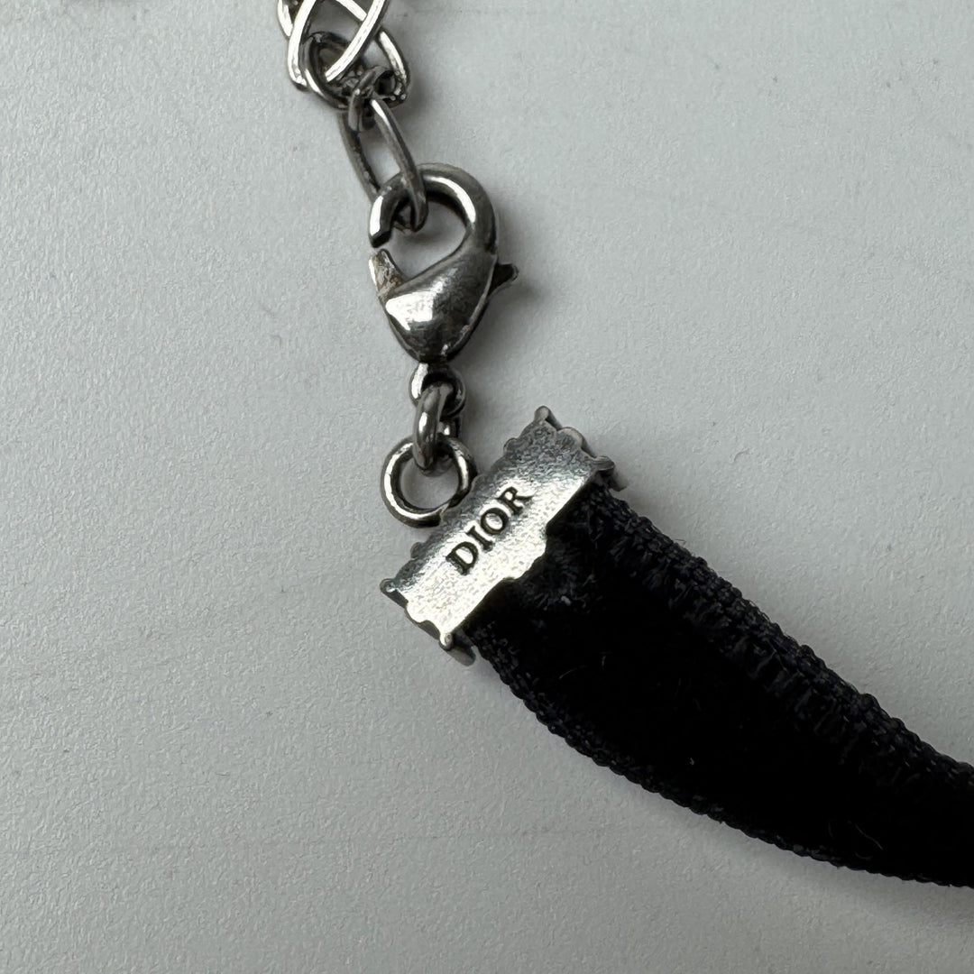 ディオール DIOR J'ADIORロゴ チョーカー ラインストーン ベルベット レディース