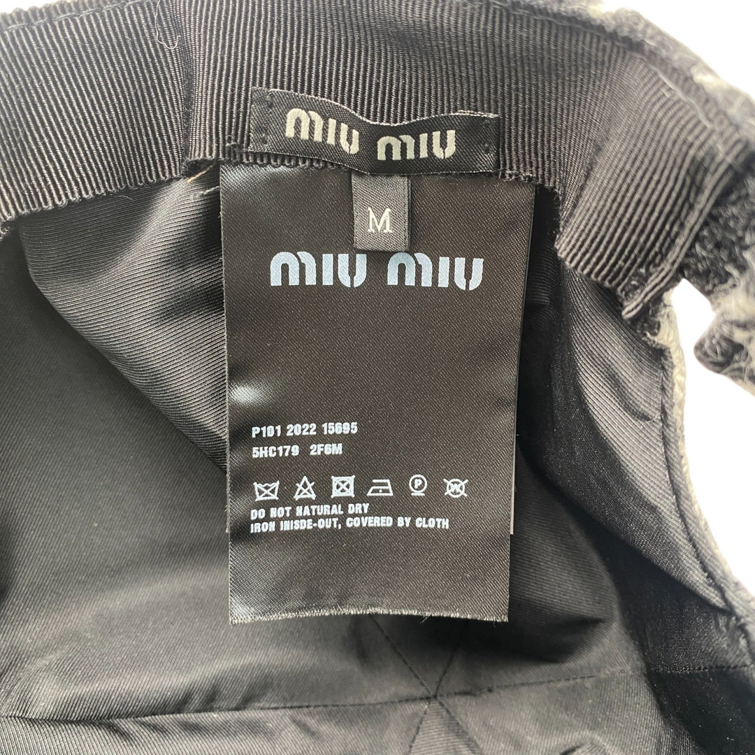 美品 ミュウミュウ MIUMIU ロゴ キャップ M 5HC179 千鳥柄 レディース