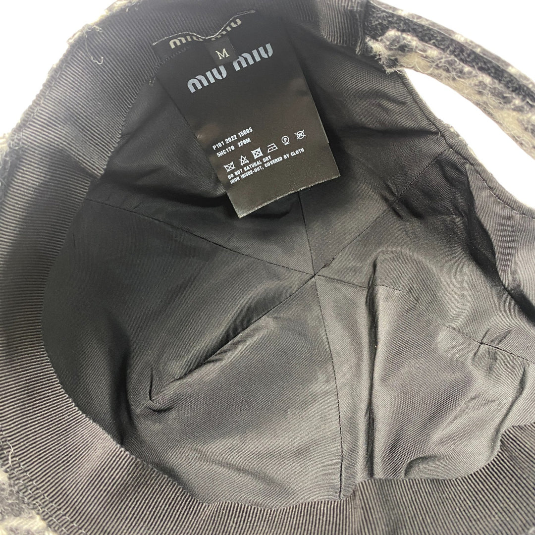 美品 ミュウミュウ MIUMIU ロゴ キャップ M 5HC179 千鳥柄 レディース