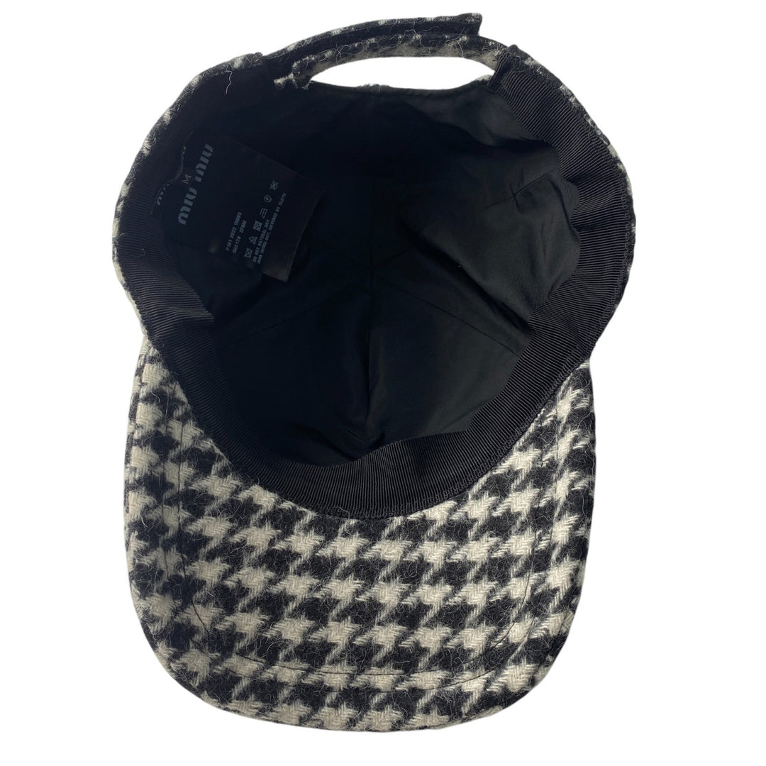 美品 ミュウミュウ MIUMIU ロゴ キャップ M 5HC179 千鳥柄 レディース