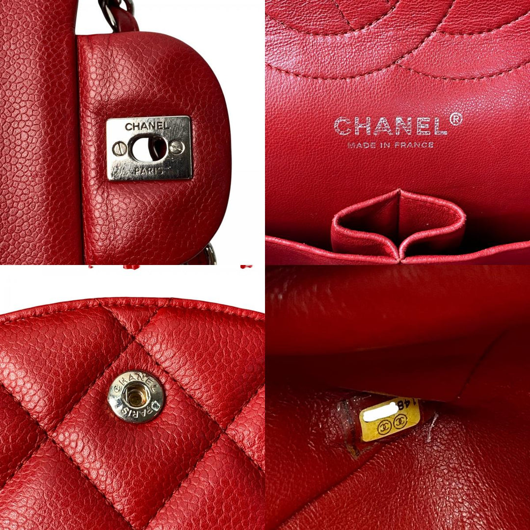 美品 シャネル CHANEL レディース ダブルフラップ マトラッセ ショルダーバッグ ターンロック 14番台