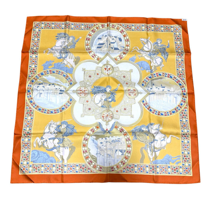 美品 エルメス HERMES カレ90 正義の騎士の勝利 スカーフ シルク レディース