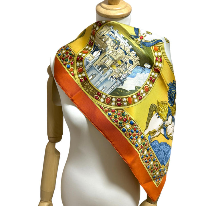 美品 エルメス HERMES カレ90 正義の騎士の勝利 スカーフ シルク レディース