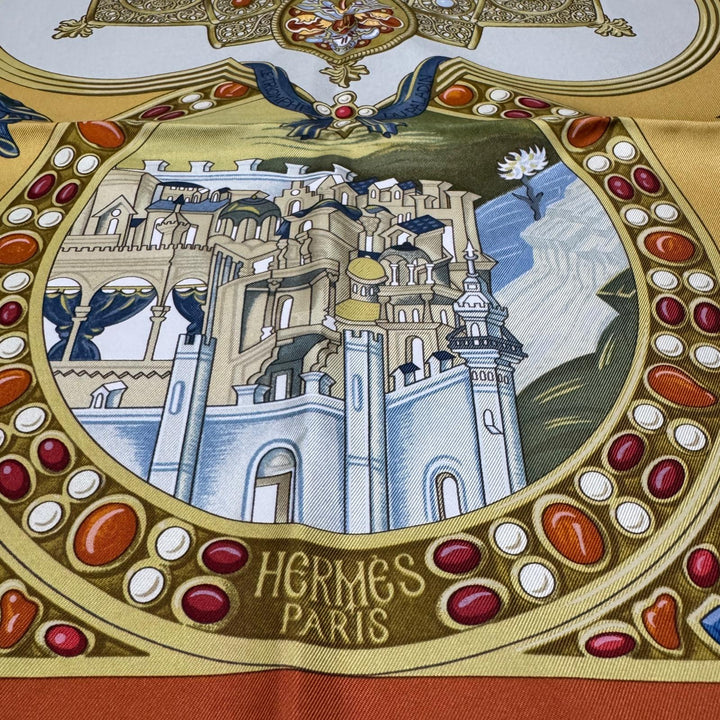 美品 エルメス HERMES カレ90 正義の騎士の勝利 スカーフ シルク レディース