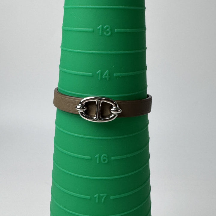 新品 エルメス HERMES ミニ タラサ ブレスレット エトゥープ SV金具 G刻印 #T2 H500522 レディース