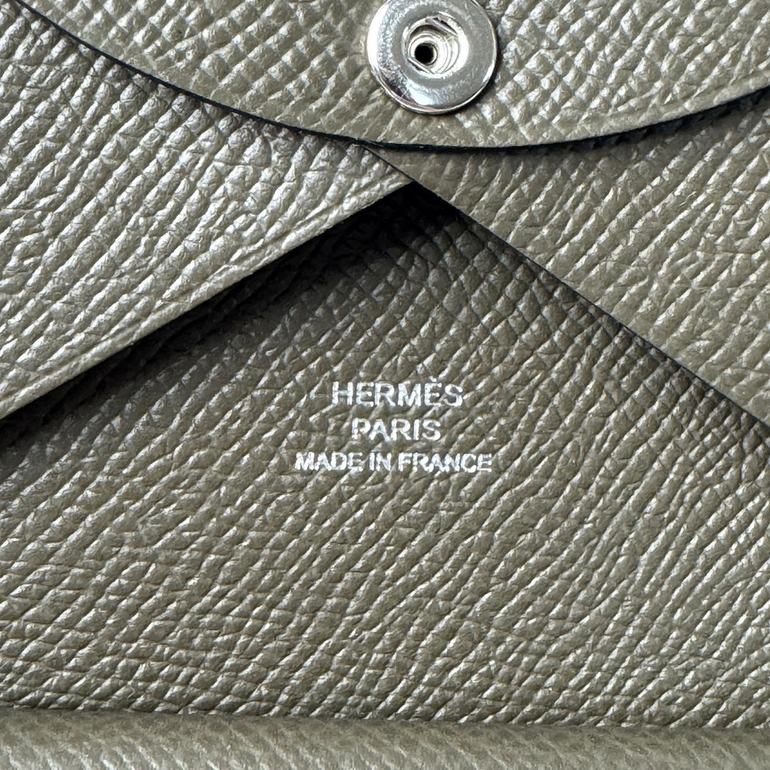 新品 エルメス HERMES カルヴィ デュオ コインケース K刻印 ヴェールロデン エプソン レディース