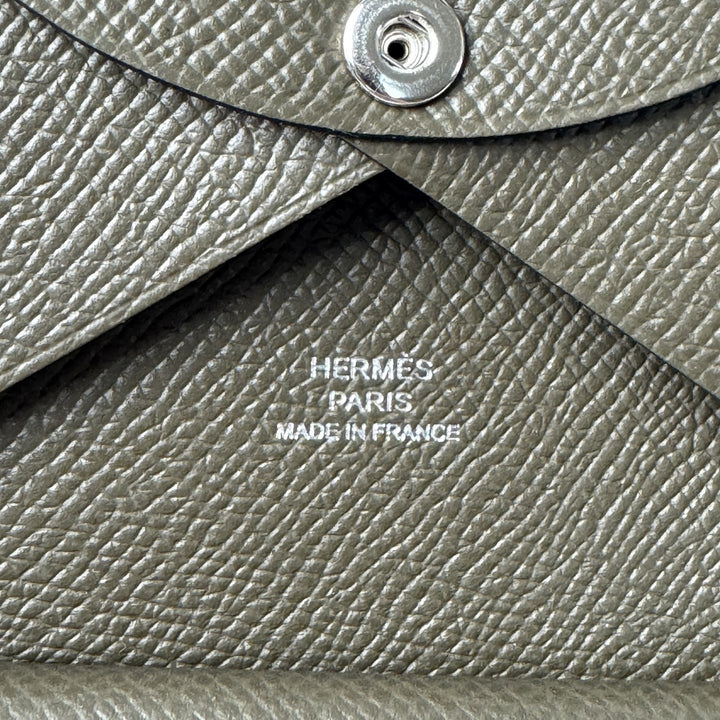 新品 エルメス HERMES カルヴィ デュオ コインケース K刻印 ヴェールロデン エプソン レディース