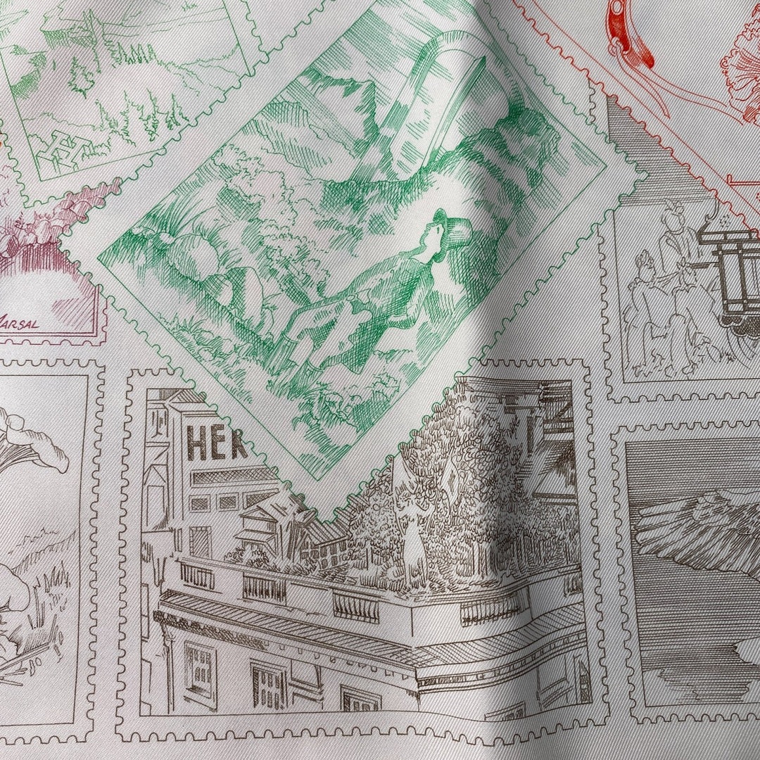 未使用 エルメス HERMES カレ 90 フォーブルの切手愛好家 レディース