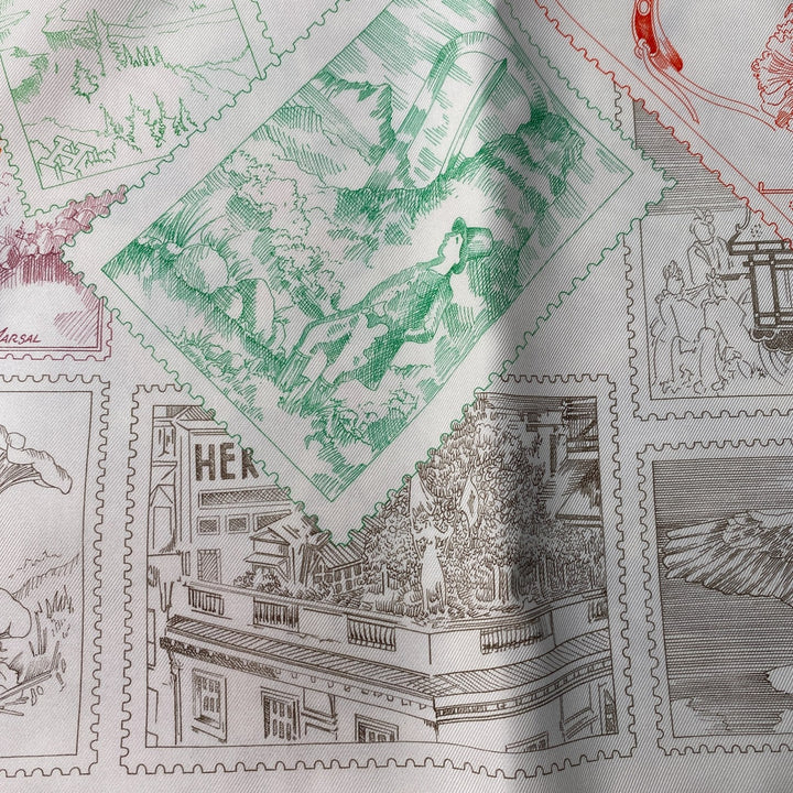 未使用 エルメス HERMES カレ 90 フォーブルの切手愛好家 レディース