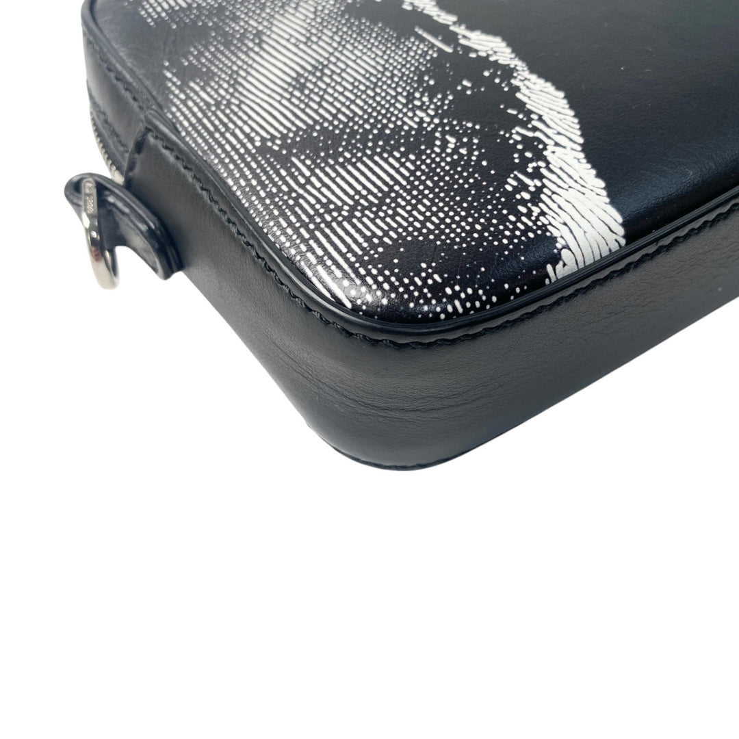 美品 ダンヒル dunhill メンズ モノトーン ウエストエンドバッグ フォトグラフィックアート ショルダーバッグ カメラバッグ 斜めがけ クロスボディ