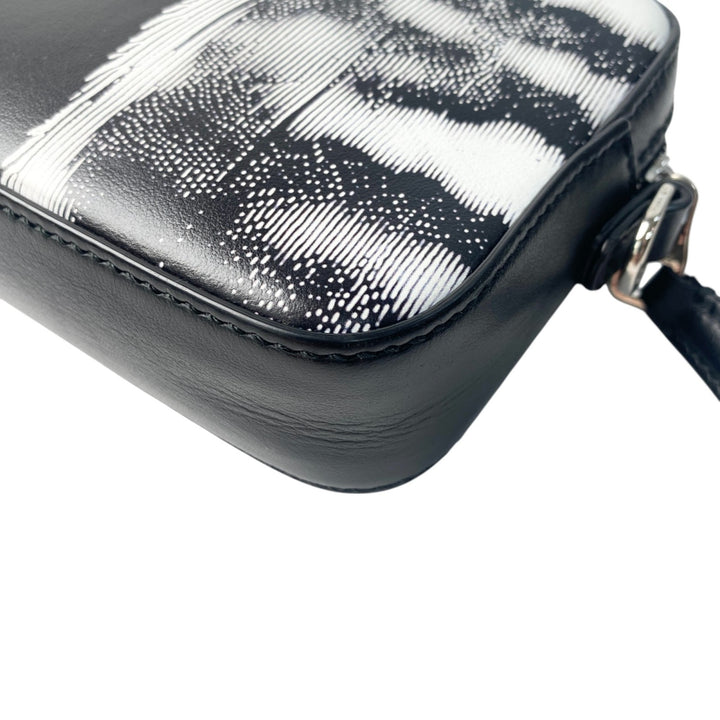 美品 ダンヒル dunhill メンズ モノトーン ウエストエンドバッグ フォトグラフィックアート ショルダーバッグ カメラバッグ 斜めがけ クロスボディ