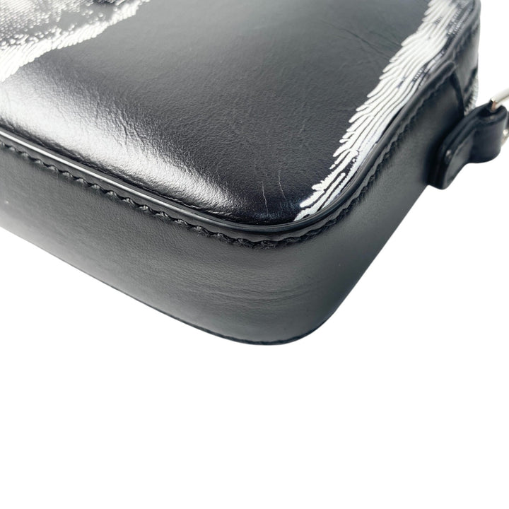 美品 ダンヒル dunhill メンズ モノトーン ウエストエンドバッグ フォトグラフィックアート ショルダーバッグ カメラバッグ 斜めがけ クロスボディ