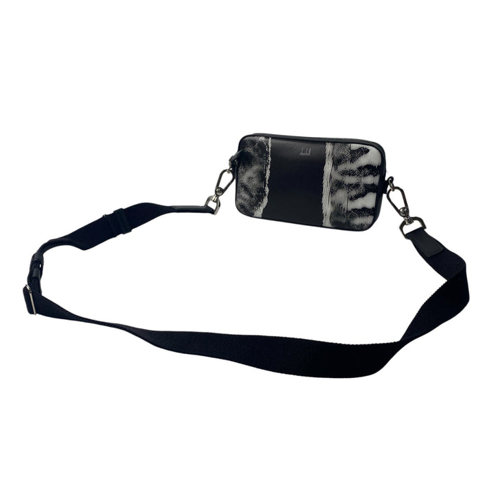 美品 ダンヒル dunhill メンズ モノトーン ウエストエンドバッグ フォトグラフィックアート ショルダーバッグ カメラバッグ 斜めがけ クロスボディ