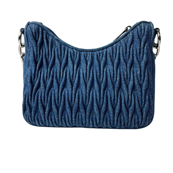 未使用 ミュウミュウ MIUMIU マテラッセ デニム 2way ショルダーバッグ チェーン 5BH211 LEAGUE リーグ 限定モデル 斜めがけ クロスボディ レディース