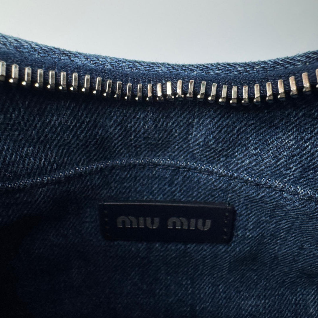 未使用 ミュウミュウ MIUMIU マテラッセ デニム 2way ショルダーバッグ チェーン 5BH211 LEAGUE リーグ 限定モデル 斜めがけ クロスボディ レディース