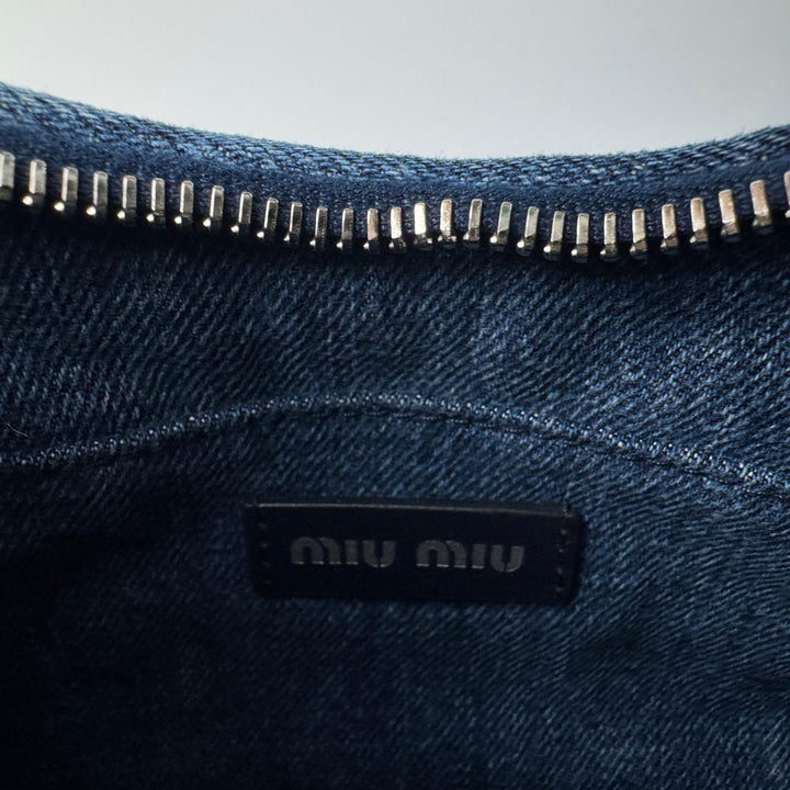 未使用 ミュウミュウ MIUMIU マテラッセ デニム 2way ショルダーバッグ チェーン 5BH211 LEAGUE リーグ 限定モデル 斜めがけ クロスボディ レディース
