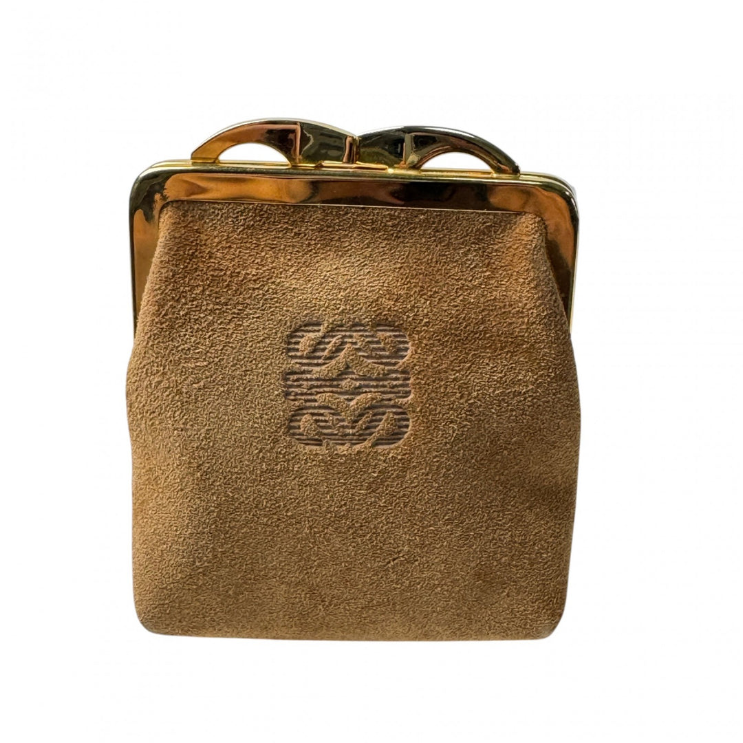 ロエベ LOEWE アナグラム スエード コインケース がま口 ビンテージ レディース