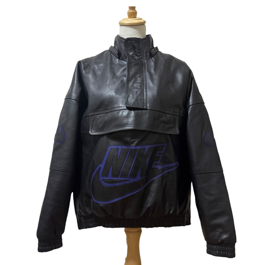 シュプリーム×ナイキ Supreme × NIKE レザーアノラック ジャケット 黒 #S 19AW コラボ
