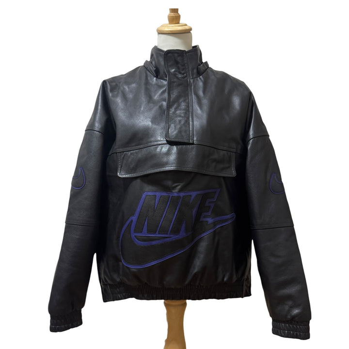 シュプリーム×ナイキ Supreme × NIKE レザーアノラック ジャケット 黒 #S 19AW コラボ