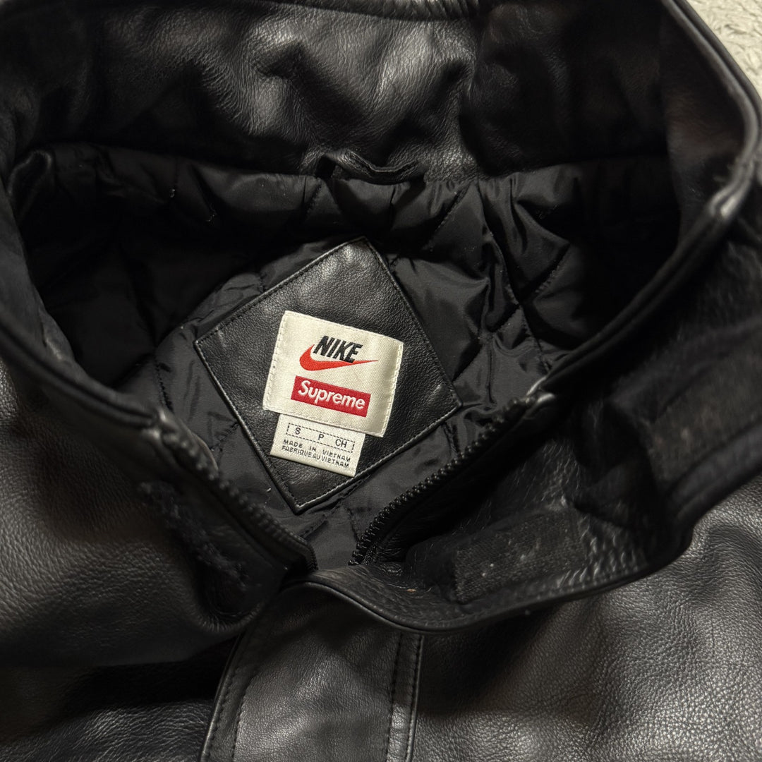 シュプリーム×ナイキ Supreme × NIKE レザーアノラック ジャケット 黒 #S 19AW コラボ