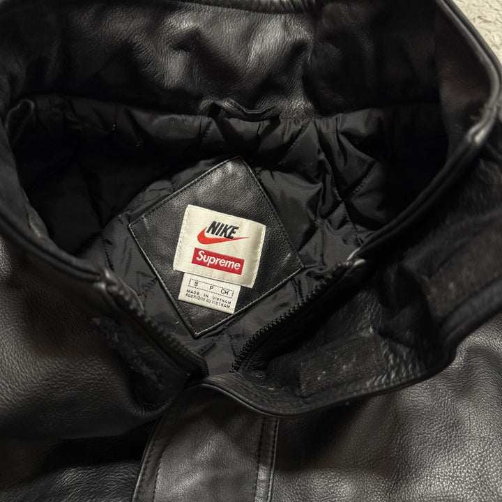 シュプリーム×ナイキ Supreme × NIKE レザーアノラック ジャケット 黒 #S 19AW コラボ