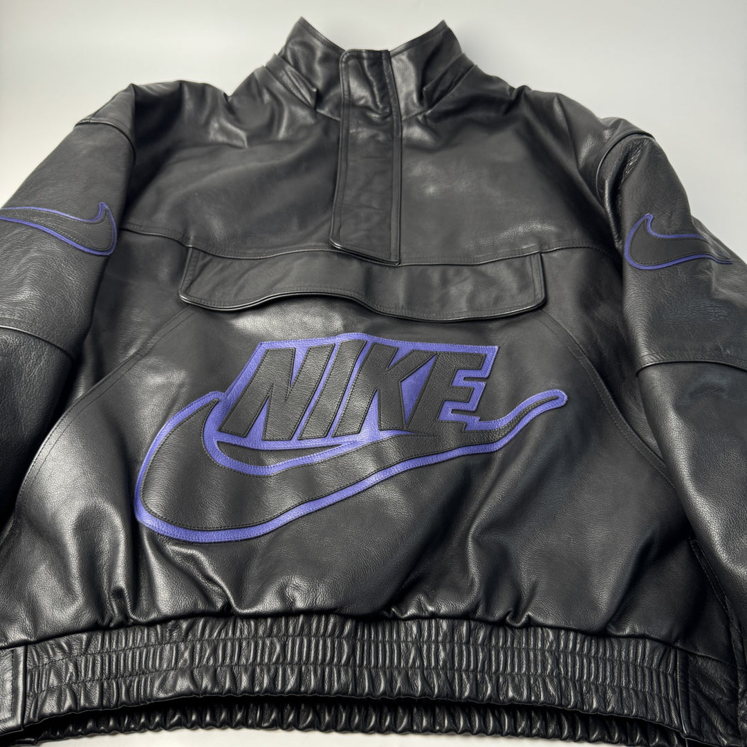 シュプリーム×ナイキ Supreme × NIKE レザーアノラック ジャケット 黒 #S 19AW コラボ