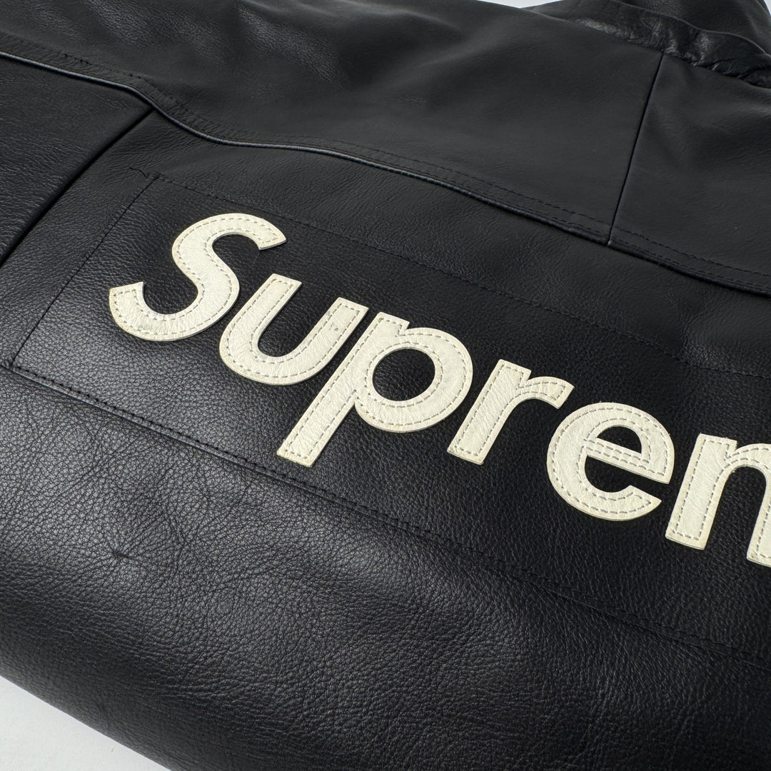 シュプリーム×ナイキ Supreme × NIKE レザーアノラック ジャケット 黒 #S 19AW コラボ