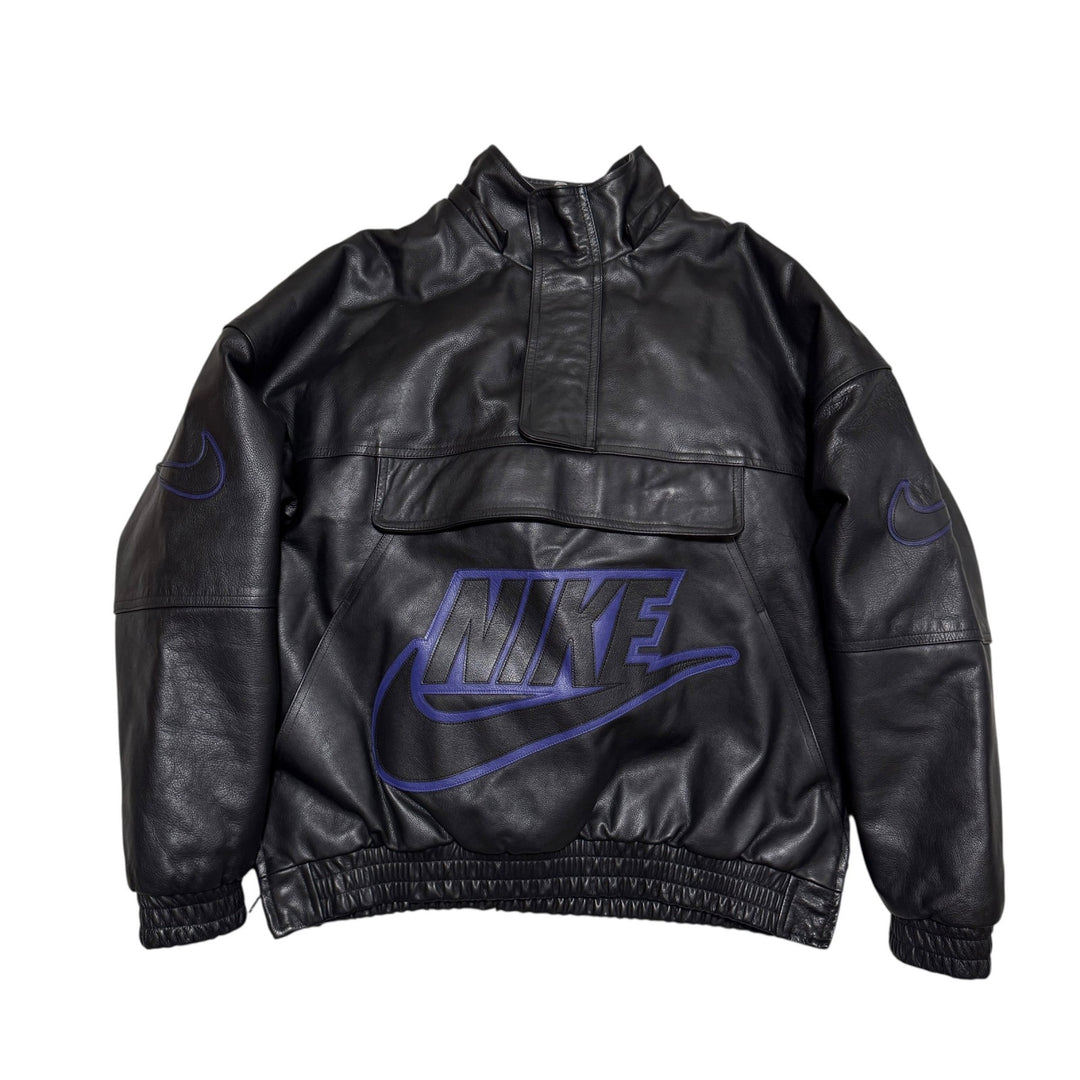 シュプリーム×ナイキ Supreme × NIKE レザーアノラック ジャケット 黒 #S 19AW コラボ