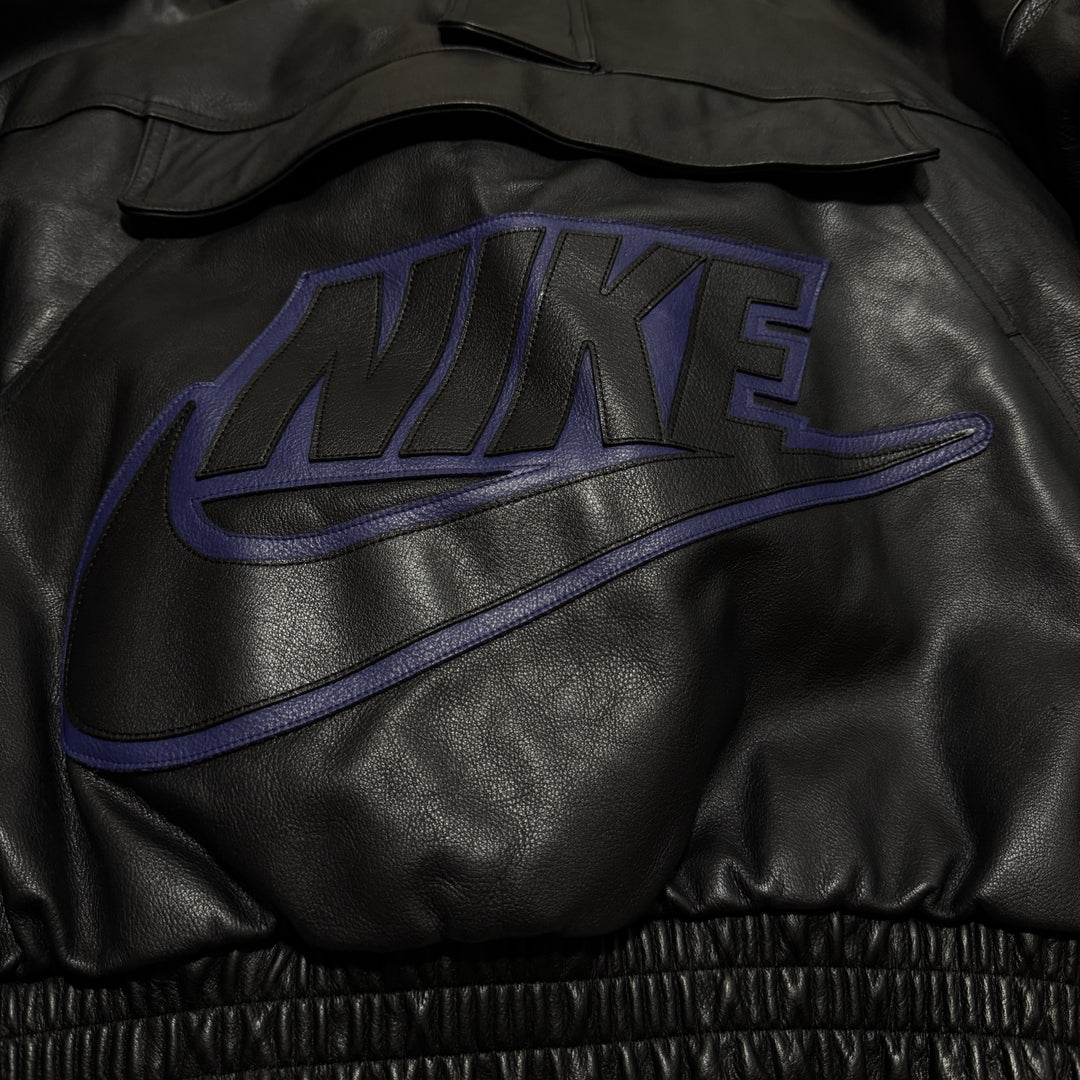 シュプリーム×ナイキ Supreme × NIKE レザーアノラック ジャケット 黒 #S 19AW コラボ