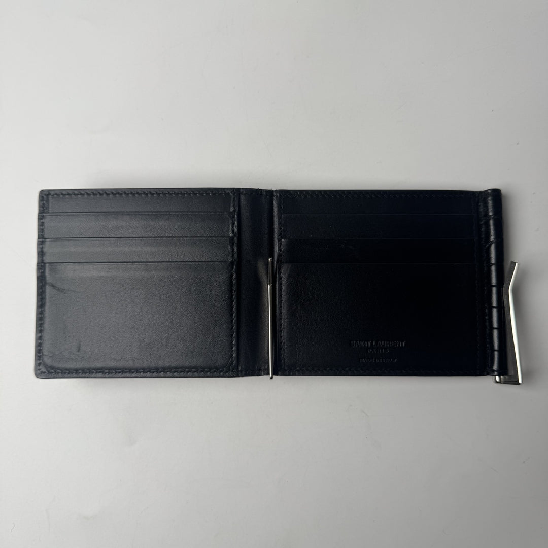 サンローラン Saint Laurent クロコ型押し 三つ折り マネークリップ メンズ