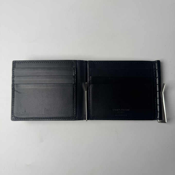 サンローラン Saint Laurent クロコ型押し 三つ折り マネークリップ メンズ