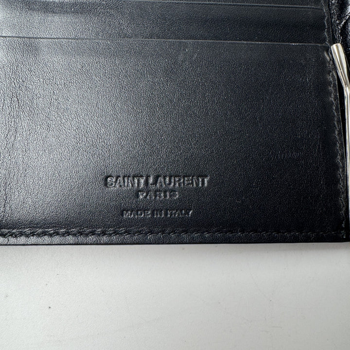 サンローラン Saint Laurent クロコ型押し 三つ折り マネークリップ メンズ