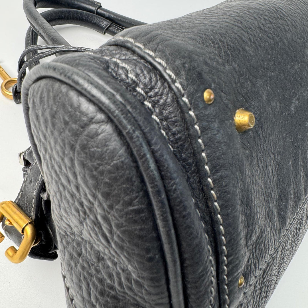 美品 クロエ Chloe パディントン ハンドバッグ 南京錠 カデナ ブラック レザー レディース