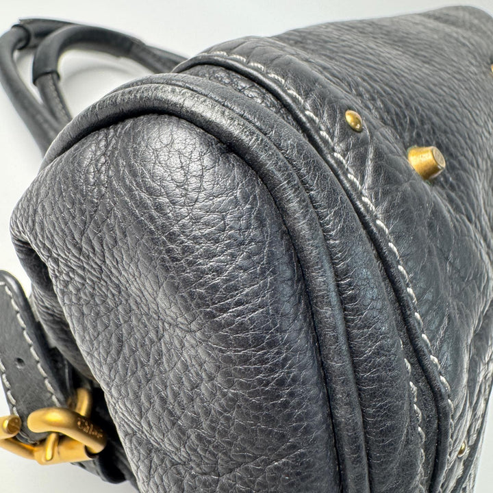 美品 クロエ Chloe パディントン ハンドバッグ 南京錠 カデナ ブラック レザー レディース
