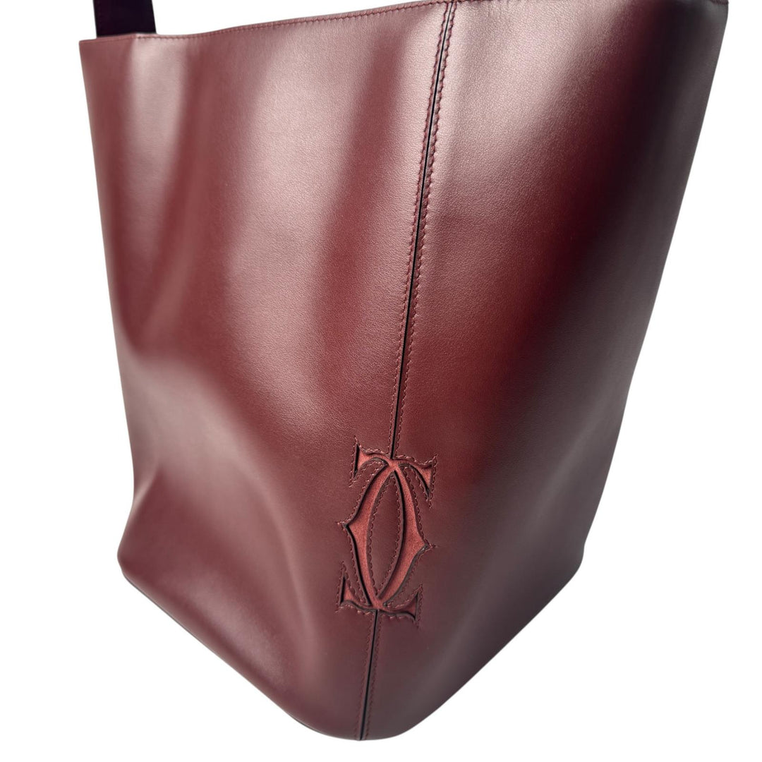 美品 カルティエ Cartier マストC ワンショルダーバッグ バケツ型 バケット ボルドー レディース