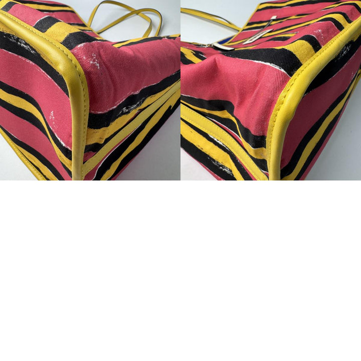 マルニ MARNI フェルト×レザー トートバッグ リバーシブル 青×黄 大容量 肩がけ レディース
