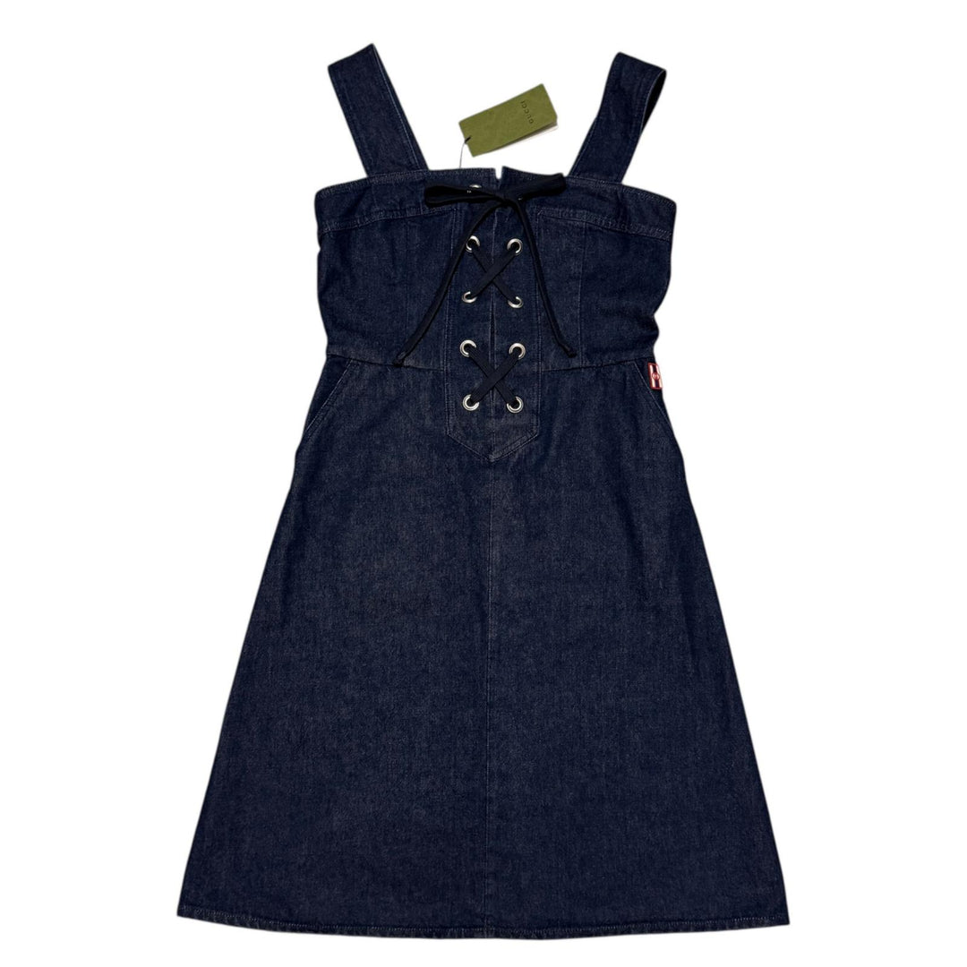 未使用 グッチ GUCCI レースアップ デニムワンピース 748630 #42 レディース