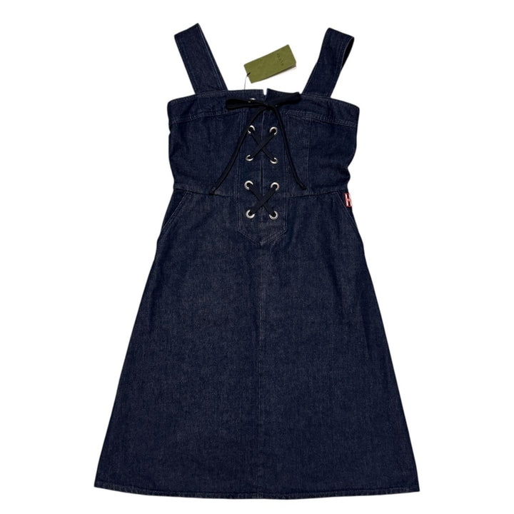 未使用 グッチ GUCCI レースアップ デニムワンピース 748630 #42 レディース