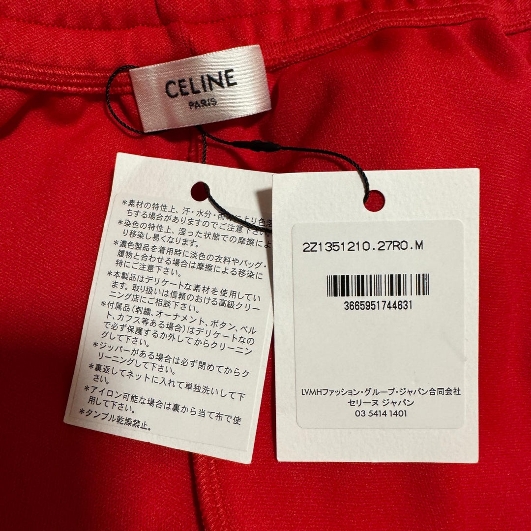 新品 セリーヌ CELINE ホワイトロゴプリント ロング ワイドレッグ トラックパンツ 赤 2Z135121O-27RO メンズ